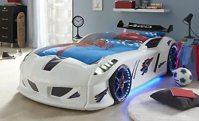 £649.99 • Buy Infinite Zoom White 3FT Kids Racing Car Bed With LED Lights, Sound & Bluetooth 