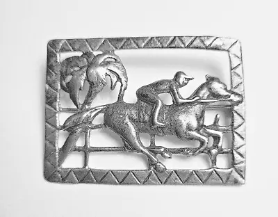 Vintage HORSE  & JOCKEY BROOCH/PIN  Horse Racing   Sterling Silver • $19.99