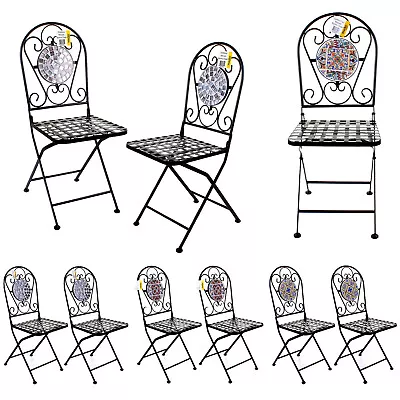 Sets Of 2 Mosaic Bistro Chairs Outdoor Garden Patio Furniture Cafe Restaurant • £59.99