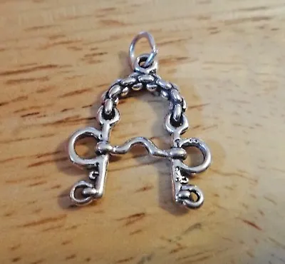 Sterling Silver 3D 18x20mm Horse Bit Pelham Bridle Tack Charm • £15.71