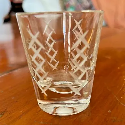 Vintage Copper Wheel Crosshatch Cuts 2.25  Whiskey/Vodka Shot Glass • $5.99