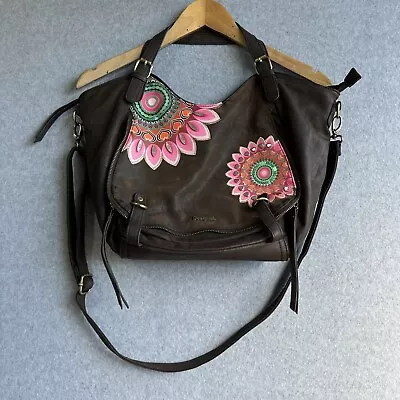 DESIGUAL Bag Womens Brown Colourful Pleather Mandala Boho Handbag Strap Embossed • $79.99