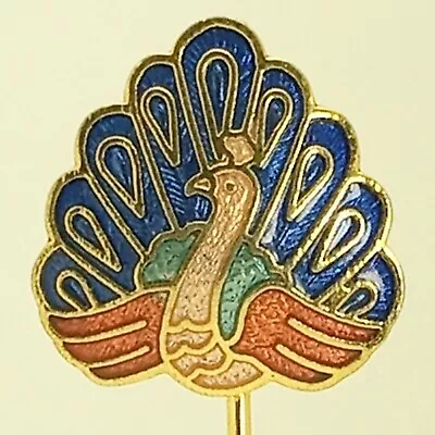 $7.95 • Buy Enameled Peacock Stick Pin 2.25  Colorful Bird And Feathers Gold Tone Blue Green