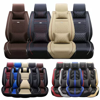 Luxury Car Seat Cover Waterproof Leather 5 Seats Full Set Front Rear Back Cover • $95.99