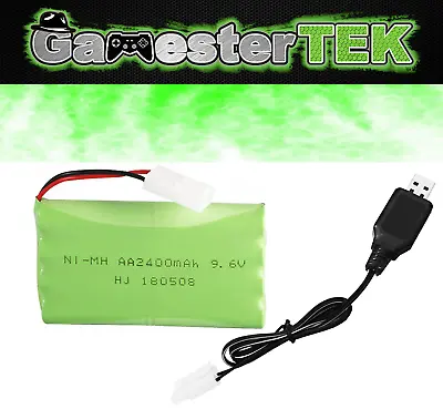 $28.99 • Buy GTEK Upgrade 2X+ Run 9.6V Battery & Charger TYCO 9.6V Bandit/Hopper/Eliminator!