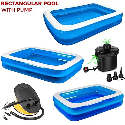 Rectangular Inflatable Swimming Paddling Pool Garden Family - 6FT 8FT & 10FT • £7.40