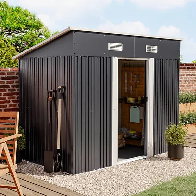 4ftx8ft Yard Building Pent Tool House Metal Shed Storage House Garden Tool Room • £229.95