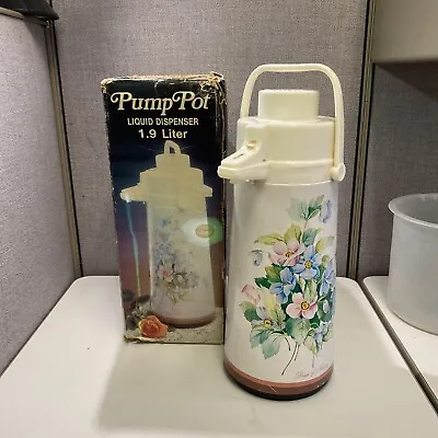 Vintage Air Pot Pump Vacuum Liquid Dispenser Hot Cold Floral Print Coffee Juice • $24.99