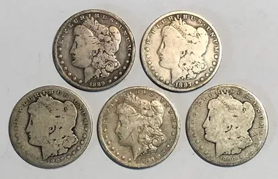 Lot Of 5 Cull 1878-1904 Pre '21 $1 Morgan Silver Dollars 5 Coins Mixed Dates • $151.75