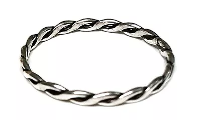 £5.39 • Buy Handmade 925 Sterling Silver Twisted Flat Band Midi Stacking Thumb Ring H - U
