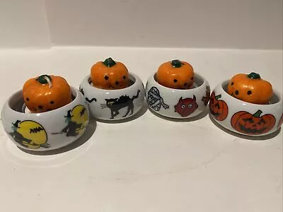 4 ~ Halloween Votive/ Tealight Candle Holders Handpainted Porcelain - W Candles • $9.99