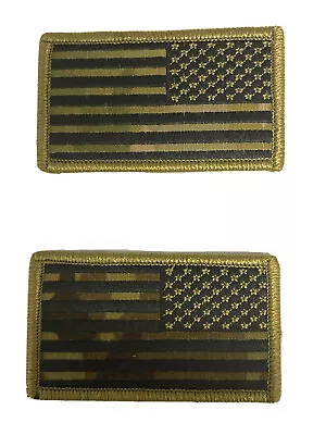 Spur Name Tape American Flag Patch Reverse Subdued Multicam OCP W Hook Pair NIP • $5