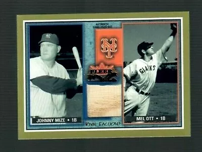 JOHNNY MIZE 2002 Fleer Game Used Baseball BAT CARD New York Yankees W/ Mel Ott • $15.44