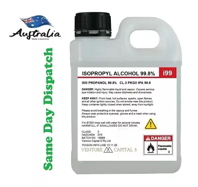 Isopropyl Alcohol 100% Ipa - Rubbing Alcohol - Sanitising & Disinfecting- 10lt • $63.95