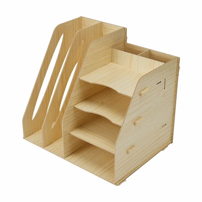$22.99 • Buy Wooden Look Desk Organiser Document File Storage Magazine Stationery Holder