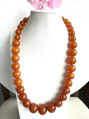 Vintage Style Marbled Cognac & Honey Color Amber Resin Beads Handmade Necklace🔥 • $9.99