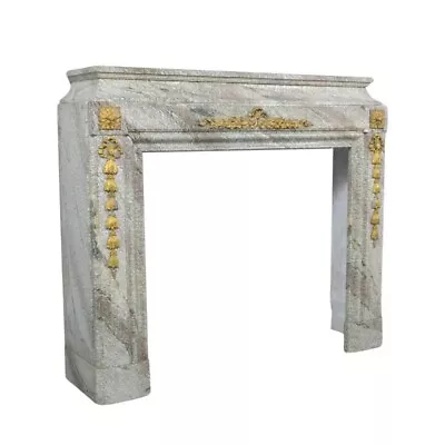 19th Century French Marble & Brass Fireplace: Restored Elegance For Your Home • $4875