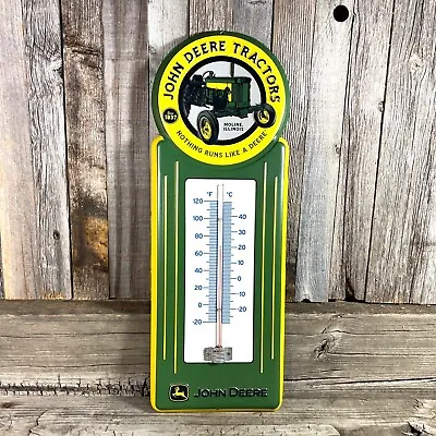 John Deere Farm Tractor 15  Embossed Metal Thermometer Tin Sign Barn New • $38.95