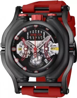 Invicta Men's Sea Hunter Black Dial 56mm Red Silicone Band Quartz  Watch 41714 • $211.50