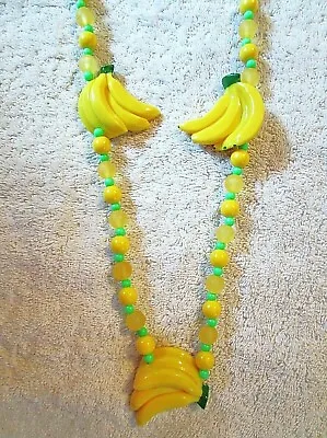 New! Tasty  Yellow Bananas  Mardi Gras Necklace Bead Banana Fruit (b401) • $7.95