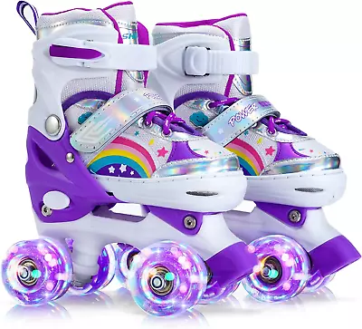 Girls Roller Skates For Kids Beginners Adjustable Roller Skates With All Light  • $49.99