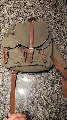 Mossimo Supply Co Backpack Womens Olive Green Canvas Outer Pockets Belt Closures • $15