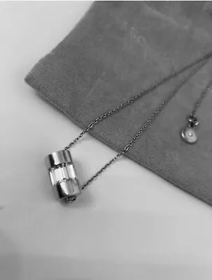 Michael Kors Silver Crystal Baguette Barrel Pendant Necklace • £65