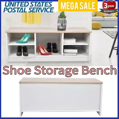 White Shoe Bench Ottoman Storage Cabinet Rack   With   Entryway US • $55.99