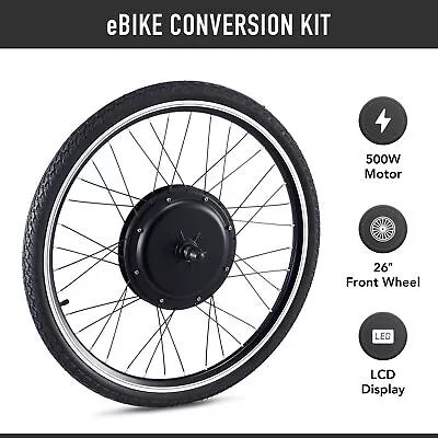 $190.15 • Buy 26  Electric Bike Conversion Kit Set Front Wheel 500W Hub Motor LCD PAS EBike