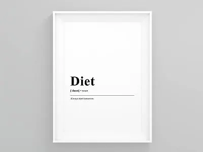 £6.49 • Buy Diet Funny Definition Typography Wall Art Framed Posters Modern Art Print Framed