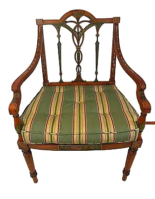 Chelsea House Port Royal Painted Armchair Signed Cane Seat Green Cushion Regency • $575