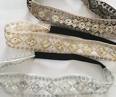£5.49 • Buy Lace Headband Vintage Sequined Bridal Decor Flapper Wedding Prom 