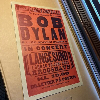 $35 • Buy Original 2001 Bob Dylan Langesund Norway Concert Poster