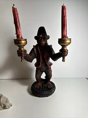 Vintage Monkey Bellhop Butler Candelabra Hard Resin  • $49.95