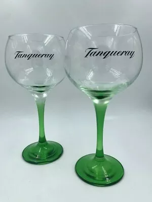 2 X TANQUERAY GIN GLASSES GOBLET BALLOON LARGE GREEN STEM • £12.99