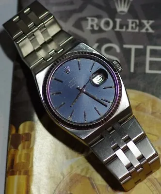 Rolex Datejust Oysterquartz 18k Fluted Bezel Tropical Blue Dial 36mm Watch 17014 • $4145