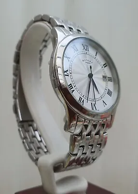 ROTARY Mens Watch SLIM Stainless Steel Easy To Read RRP £180 Boxed UK Seller (R5 • $101.02