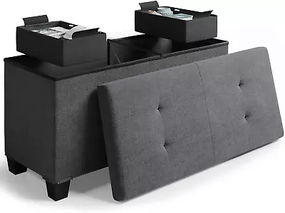 Storage Ottoman Bench With Storage Bins Living Room Ottomans Home Décor • $56.89