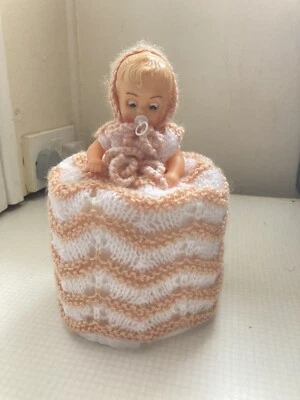 £4.99 • Buy Vintage Knitted Doll Toilet Roll Holder Cover Kitsch 1960’s Retro Old Handmade