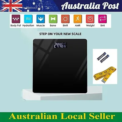 New 180KG Digital Personal Bathroom Weight Scale Scales Black Backlit Free Post • $22.99