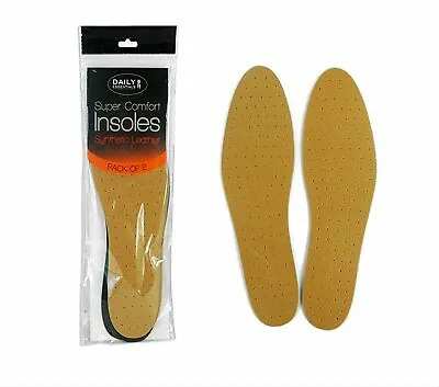 2 Pair Synthetic Leather Shoe Insoles Odour Control Inserts Unisex Ladies Men UK • £3.75