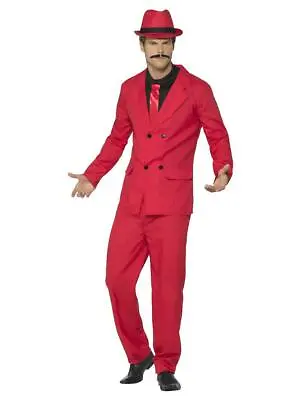 Adult Red Zoot Suit Gangster 1920's Fancy Dress Costume • £28.69
