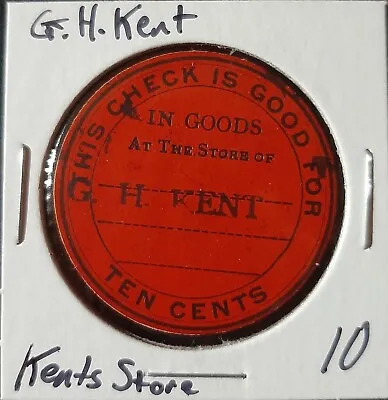 Kents Store VA Token Virginia Fluvanna County G.H. Kent Red 10 Cent Check • $39.99