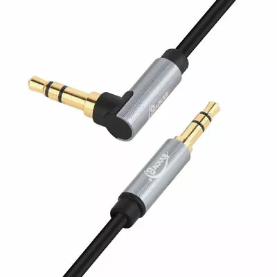 3.5mm Jack AUX Audio Cable Angled Male To Straight Male 3-Pole TRS Coiled 1.8m • £6.95