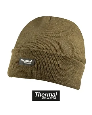 Thermal Lined Acrylic Bob Hat Black Or Green Army Style Winter ECW Beanie Cap • $6.32