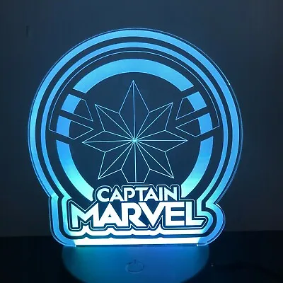 Captain America Marvel Avengers 3D Night Light  LED 7 Colour Touch Desk Lamp • $22.47