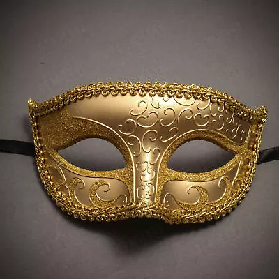 Venetian Classic Men Boys Eye Mask Masquerade Costume Ball Party Mask GOLD • $13.99