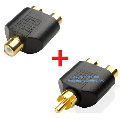 2x RCA Y Splitter 1 Male Plug To 2 Female Jack Adapter Audio Cable Converter  • $6.99
