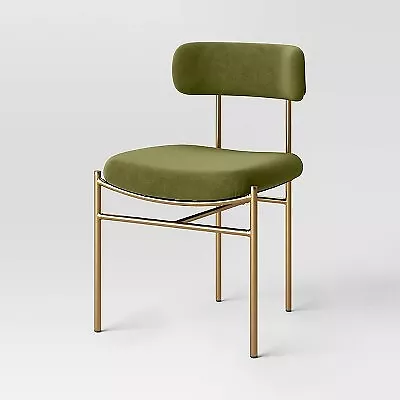 Orion Luxe Dining Chair With Brass Legs Olive Green Velvet - Threshold • $41.99