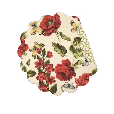 $19.99 • Buy C & F  Nina Floral Round Quilted Placemats ~~ Set Of 2 ~~ NEW  